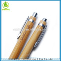 Engraved logo customized promotional bamboo ballpen with metal clip